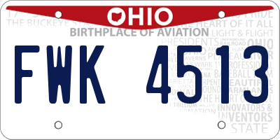 OH license plate FWK4513