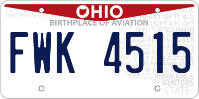 OH license plate FWK4515