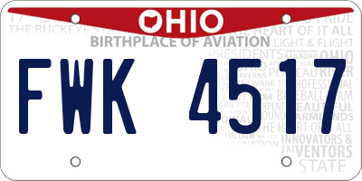 OH license plate FWK4517