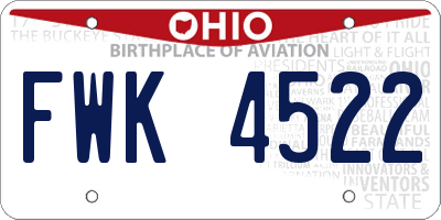 OH license plate FWK4522