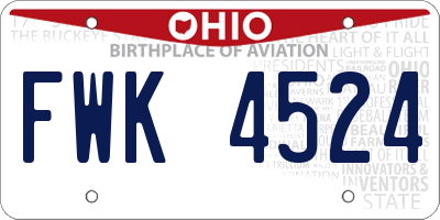 OH license plate FWK4524
