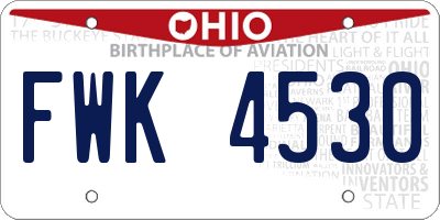OH license plate FWK4530