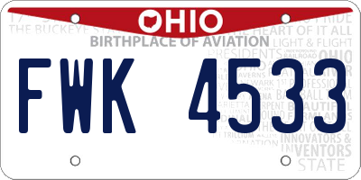 OH license plate FWK4533