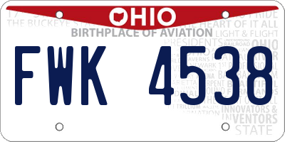 OH license plate FWK4538