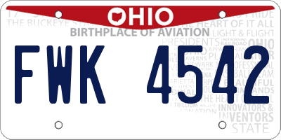 OH license plate FWK4542