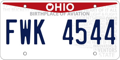 OH license plate FWK4544