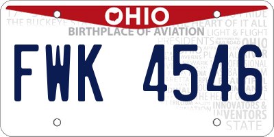 OH license plate FWK4546