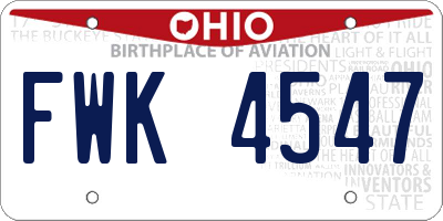 OH license plate FWK4547