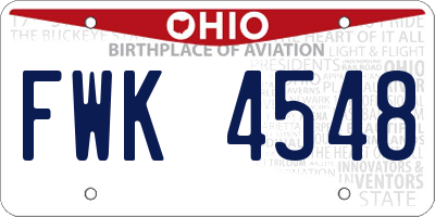 OH license plate FWK4548