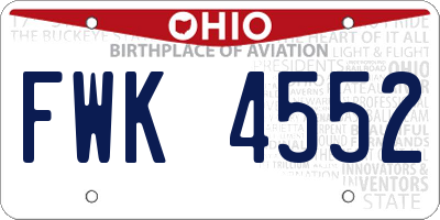OH license plate FWK4552