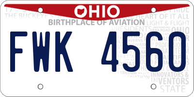 OH license plate FWK4560