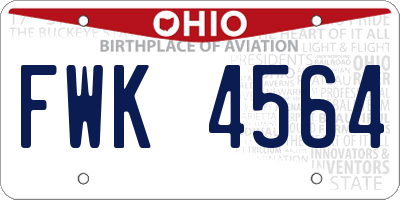 OH license plate FWK4564