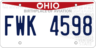 OH license plate FWK4598