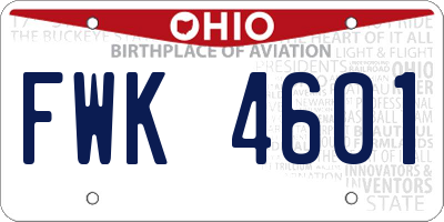 OH license plate FWK4601