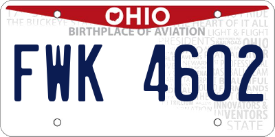 OH license plate FWK4602