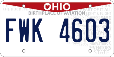 OH license plate FWK4603