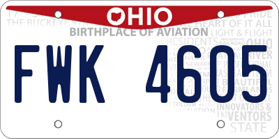 OH license plate FWK4605