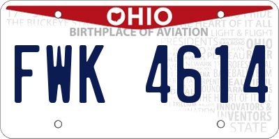 OH license plate FWK4614