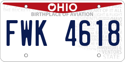 OH license plate FWK4618