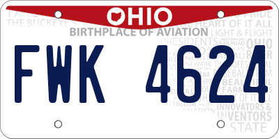 OH license plate FWK4624