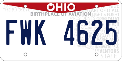 OH license plate FWK4625