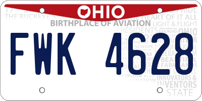 OH license plate FWK4628
