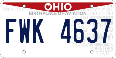 OH license plate FWK4637