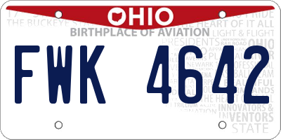 OH license plate FWK4642