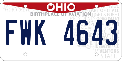 OH license plate FWK4643