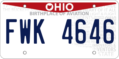 OH license plate FWK4646