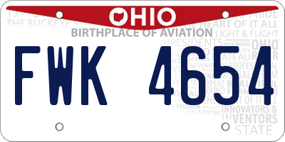 OH license plate FWK4654