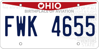 OH license plate FWK4655