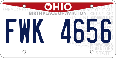 OH license plate FWK4656