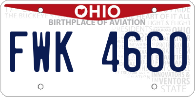 OH license plate FWK4660