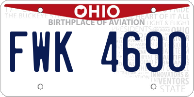 OH license plate FWK4690