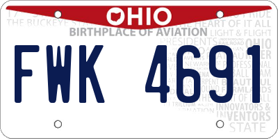OH license plate FWK4691