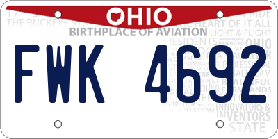 OH license plate FWK4692