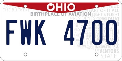 OH license plate FWK4700