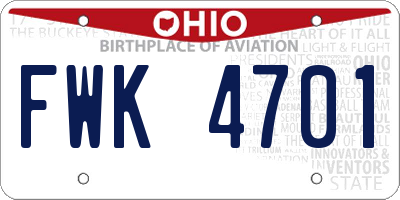 OH license plate FWK4701