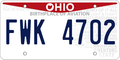 OH license plate FWK4702