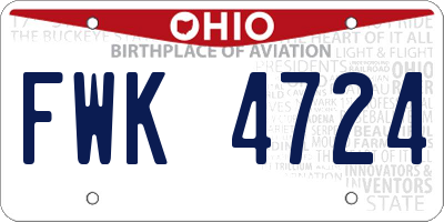 OH license plate FWK4724