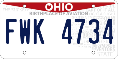 OH license plate FWK4734