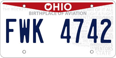 OH license plate FWK4742