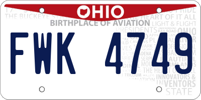 OH license plate FWK4749