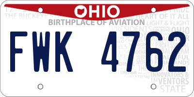 OH license plate FWK4762