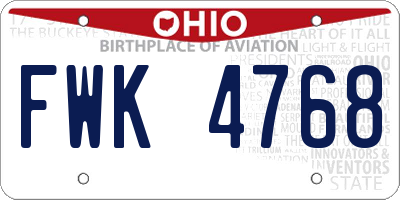 OH license plate FWK4768