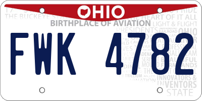OH license plate FWK4782