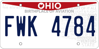 OH license plate FWK4784