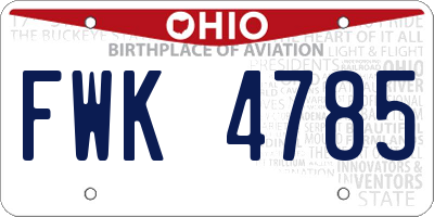 OH license plate FWK4785