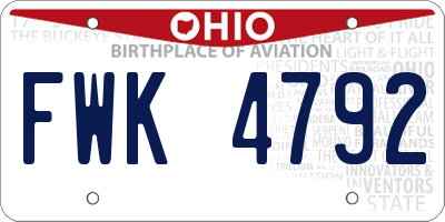 OH license plate FWK4792